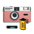 Swiss+Go Novocolor Cámara Analógica 35mm Flash Rosa  Pack Pila+Film