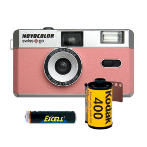 Swiss+Go Novocolor Cámara Analógica 35mm Flash Rosa  Pack Pila+Film