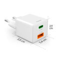 Hama Cargador USB-C + USB-A 220V 30W Mini QC+PD Blanco