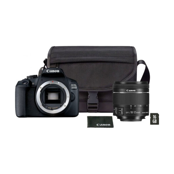 Canon Cámara Reflex Eos 2000D Kit Objetivo 18-55mm IS II Kit Funda y SD 16Gb