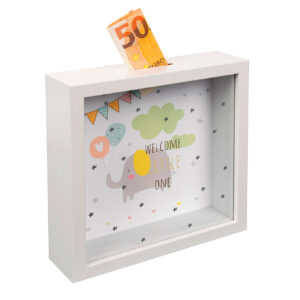 Goldbuch Money Box Welcome Little One Marco Fotos Madera  18x18 cm Blanco