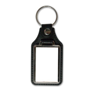 Gamax Llavero Metálico Personaliz. MD-40N Piel Sint. Negro (25x40mm) Bolsa 100 u.