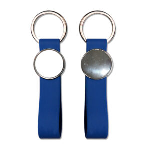 Gamax Llavero Metálico Personalizable MR-25 Con tira Silicona Azul