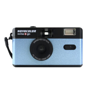 Swiss+Go Novocolor Cámara Analógica 35mm Reus. Flash+funda y correa Azul/Negra