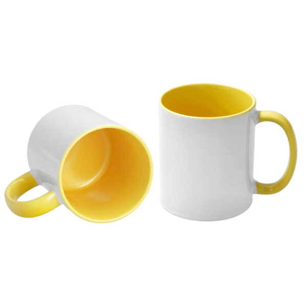 AP Taza Cerámica Personalizable 11oz Interior y asa Amarilla