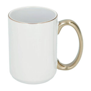 AP Taza Cerámica Personalizable 15oz Borde y asa doradas