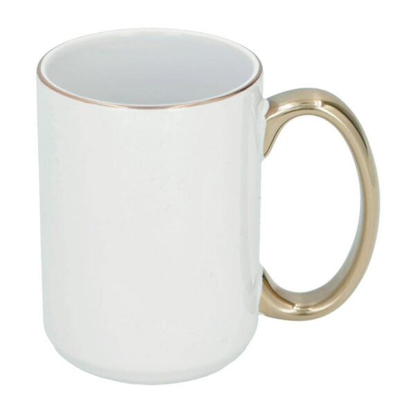 AP Taza Cerámica Personalizable 15oz Borde y asa doradas