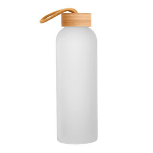 AP Botella Cristal Esmerilado 750ml/25oz Cristal Esmerilado Tapa Bambú